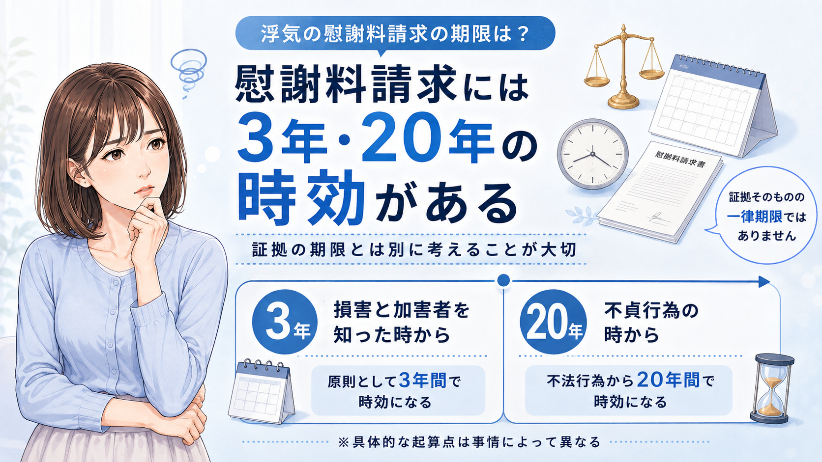 浮気の慰謝料請求には3年・20年の時効がある
