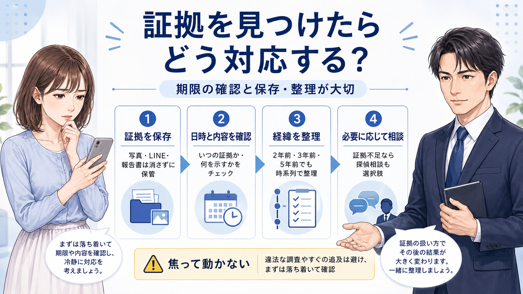 浮気の証拠を見つけたら期限を確認してどう対応する?