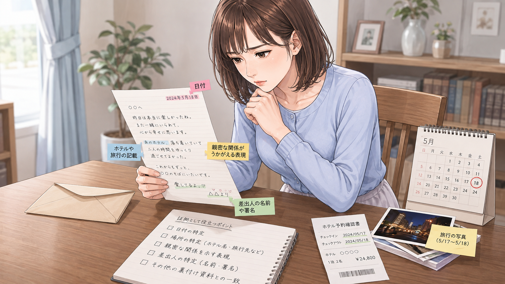 浮気の証拠として役立ちやすい手紙の内容