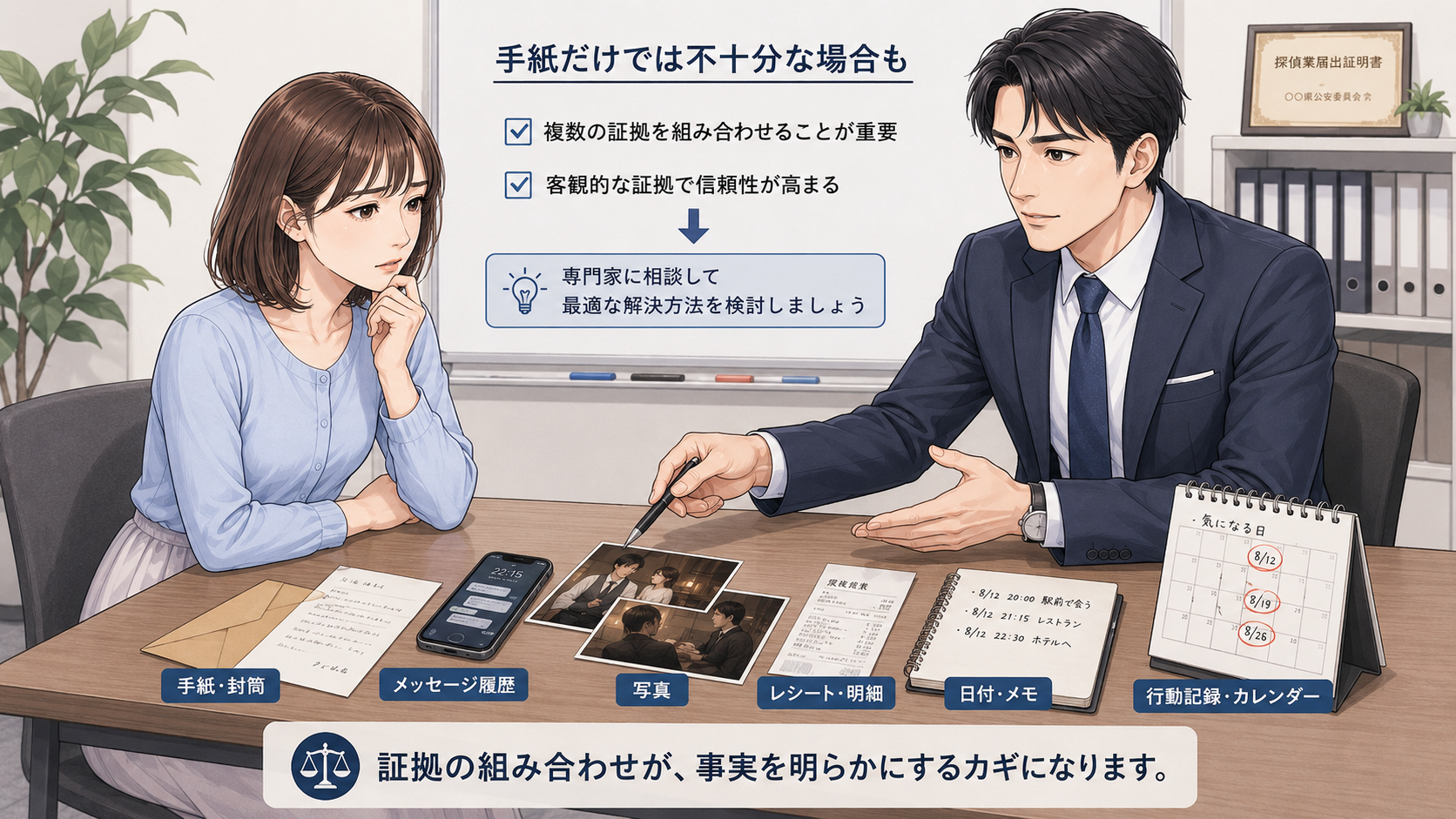 手紙だけでは浮気の証拠が足りないと感じたら