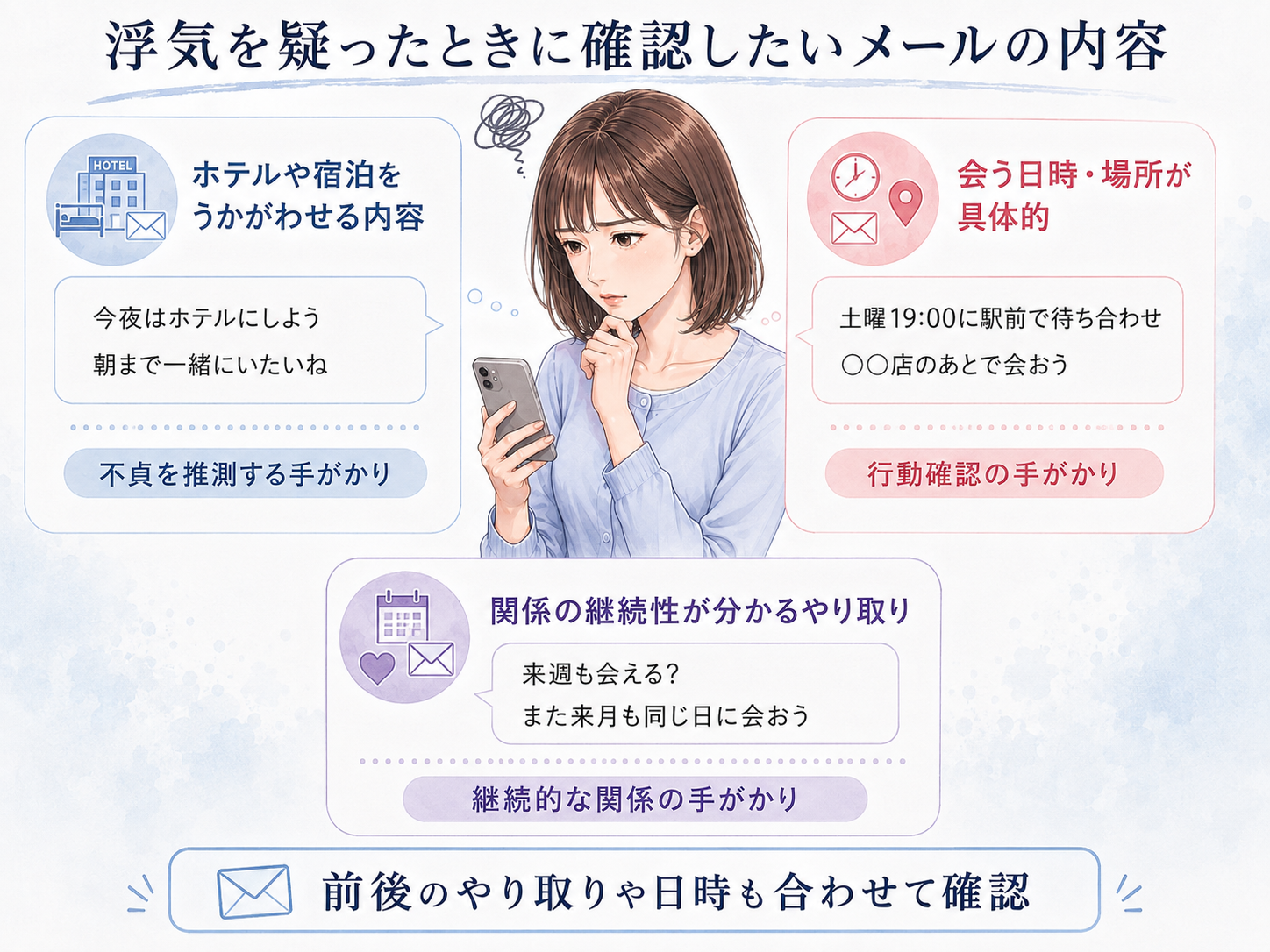 浮気を疑ったときに確認したいメールの内容