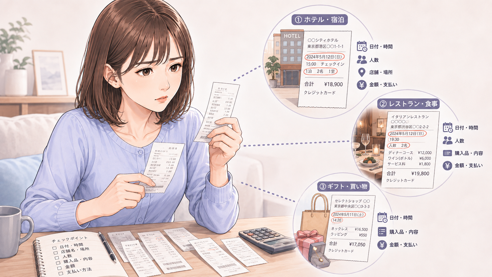 浮気を疑ったときに確認したいレシートの内容