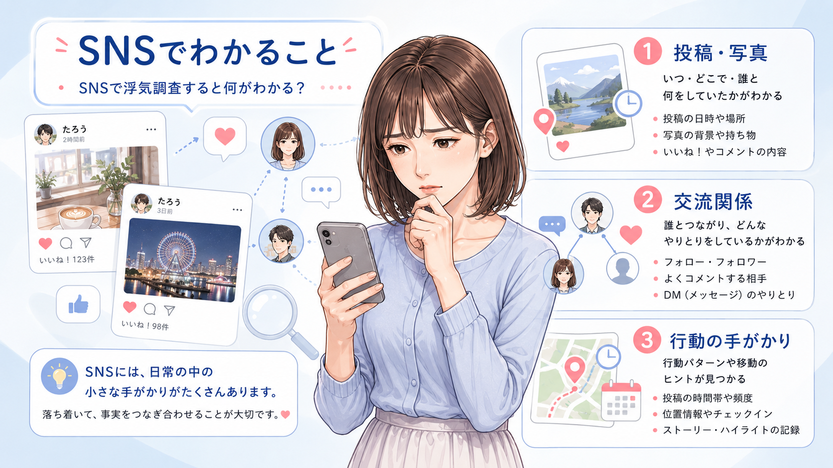 SNSで浮気調査すると何がわかる?