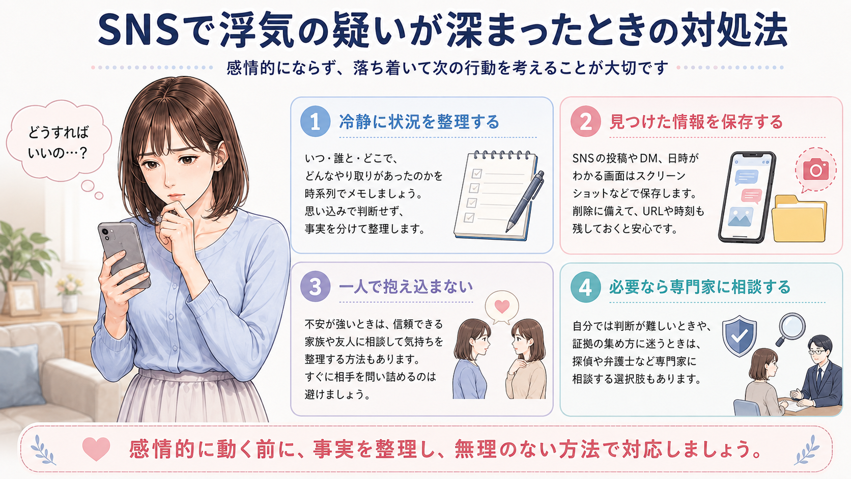 SNSで浮気の疑いが深まったときの対処法
