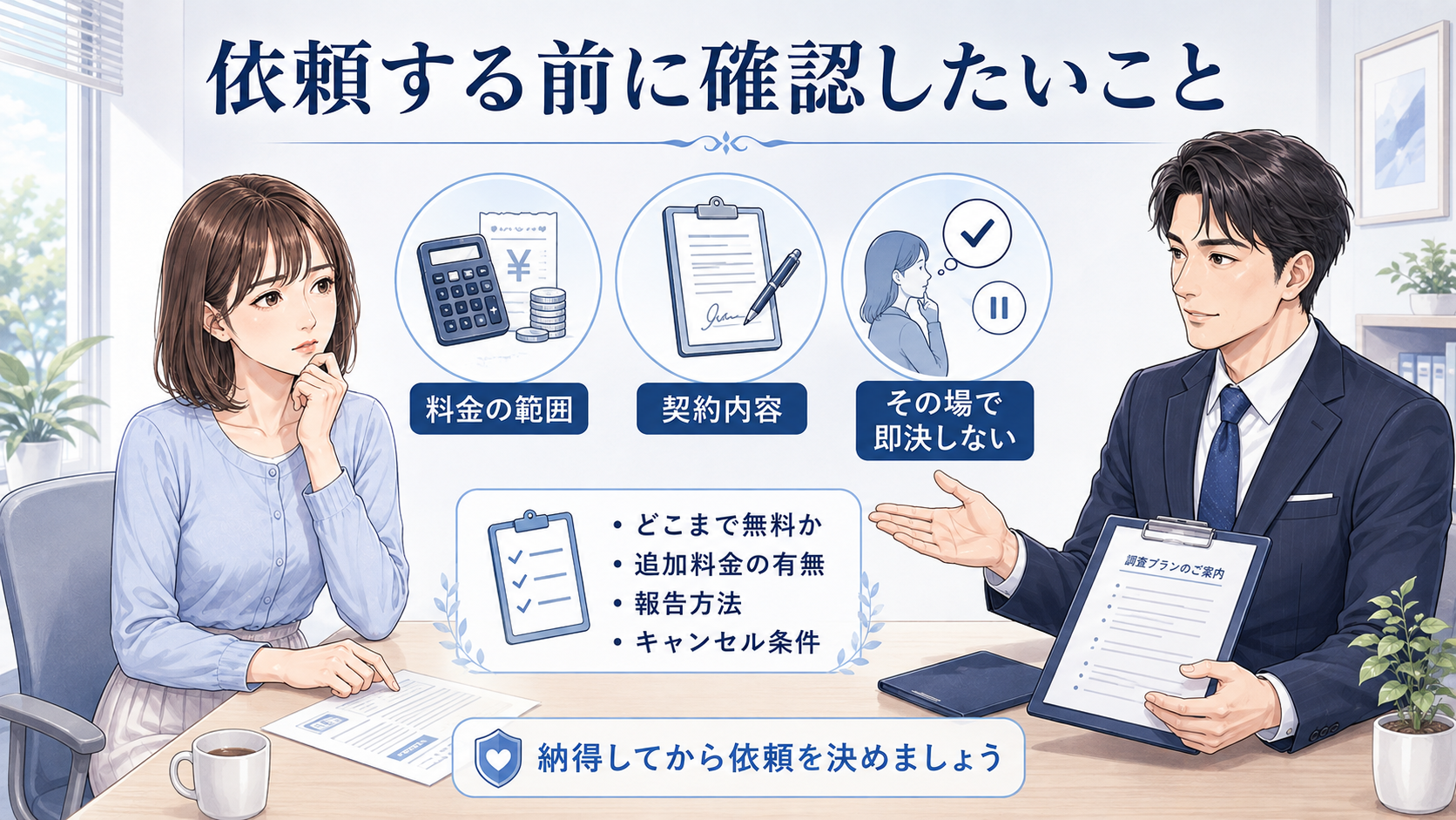 浮気調査の無料相談から依頼するまでの注意点