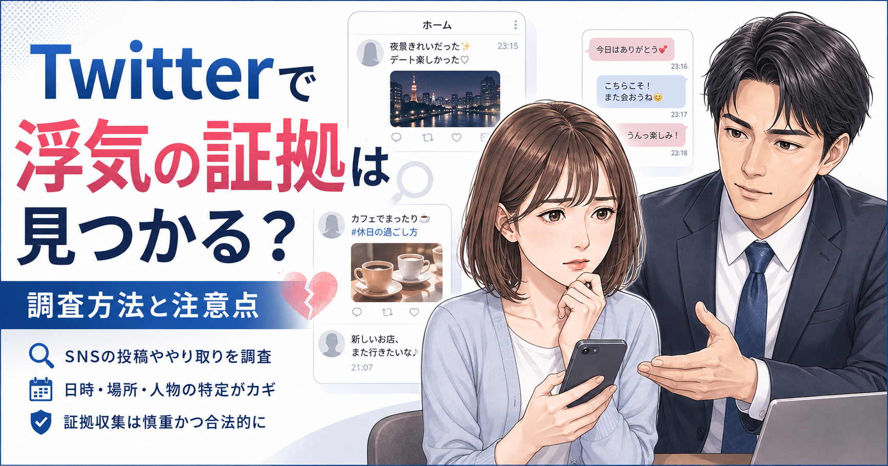 Twitterで浮気の証拠は見つかる?調査方法と注意点