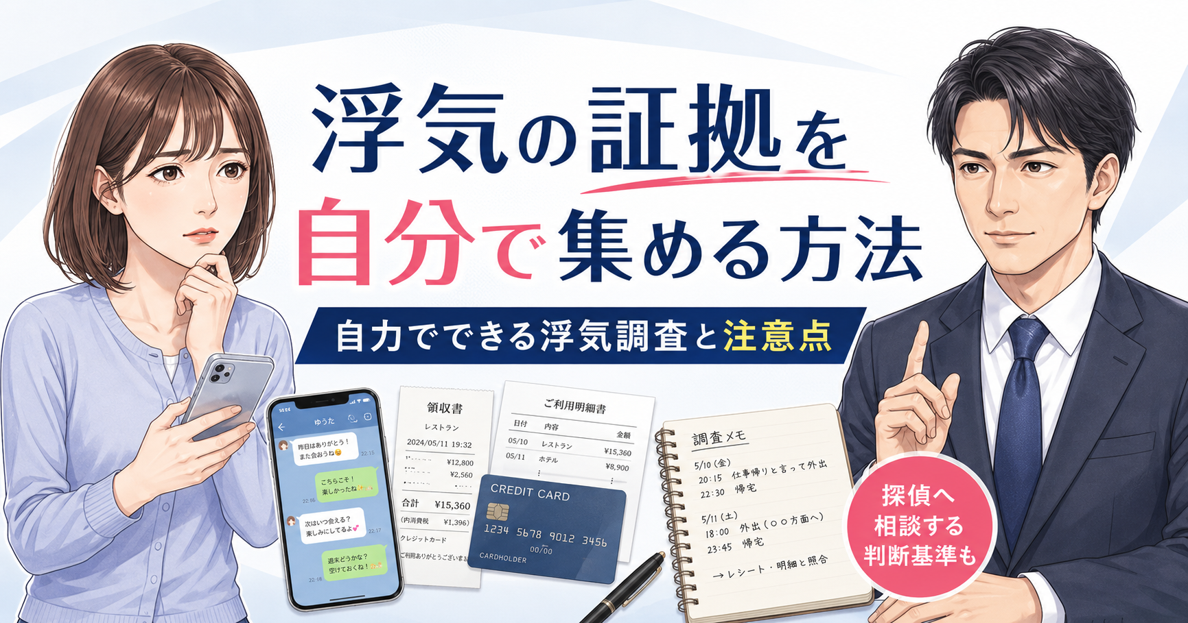浮気の証拠を自分で集める方法|自力でできる浮気調査と注意点