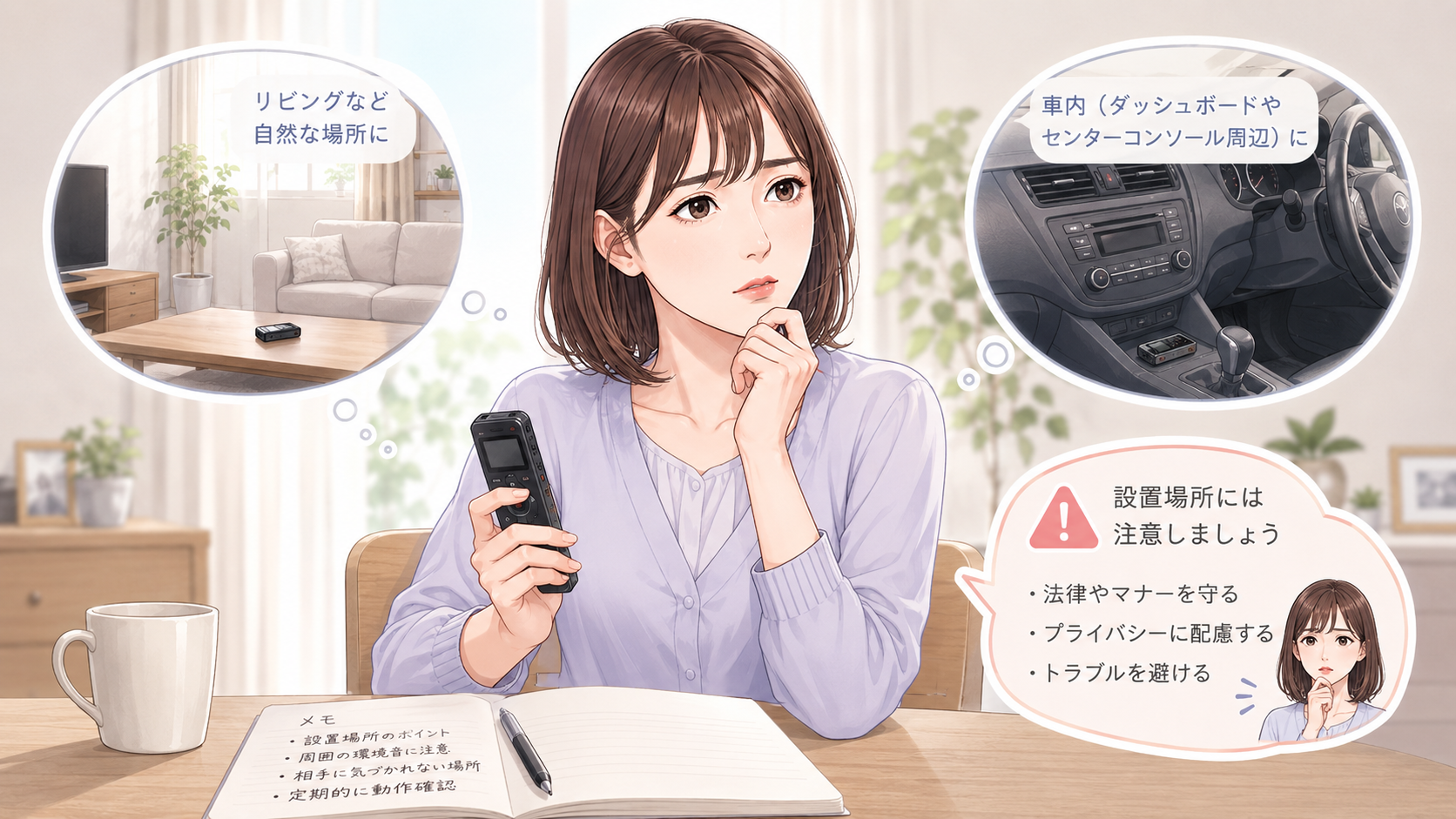 浮気調査でボイスレコーダーを使う方法と設置場所