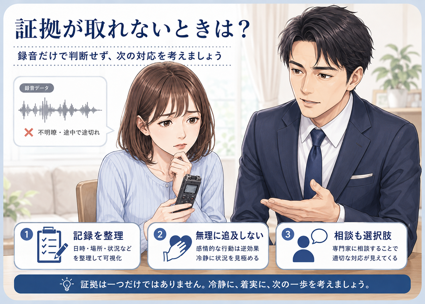 ボイスレコーダーで浮気の証拠が取れないときはどうする?